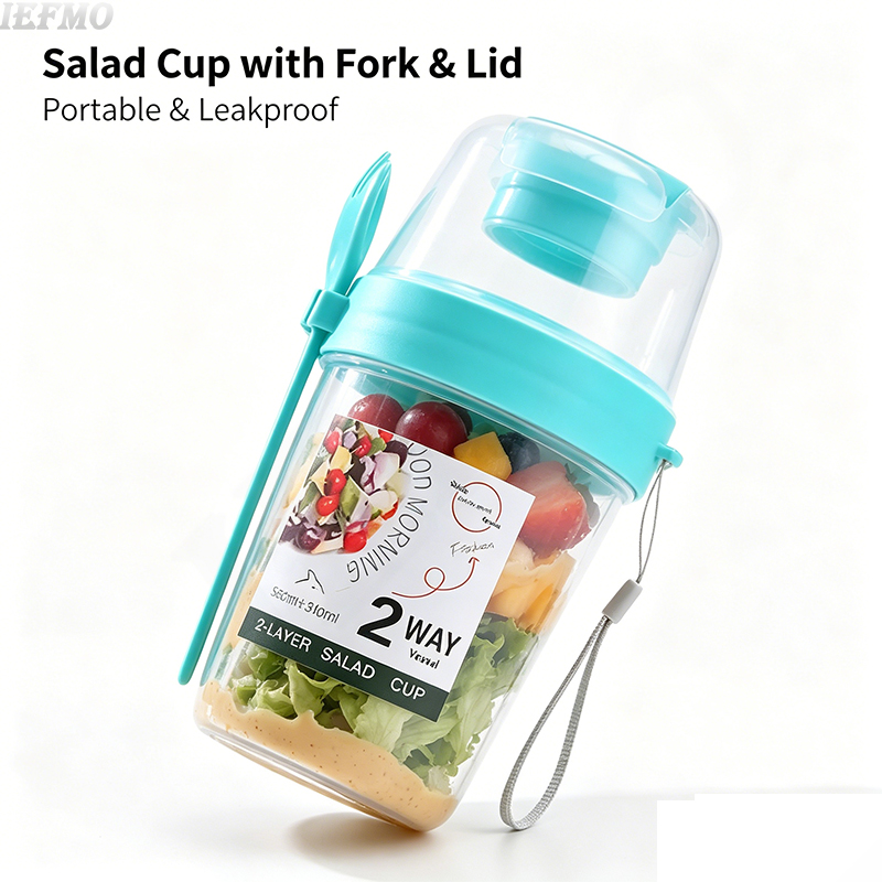 Meal Prep Yogurt Bowl - On-the-Go Salad Bowl Set with Built-In