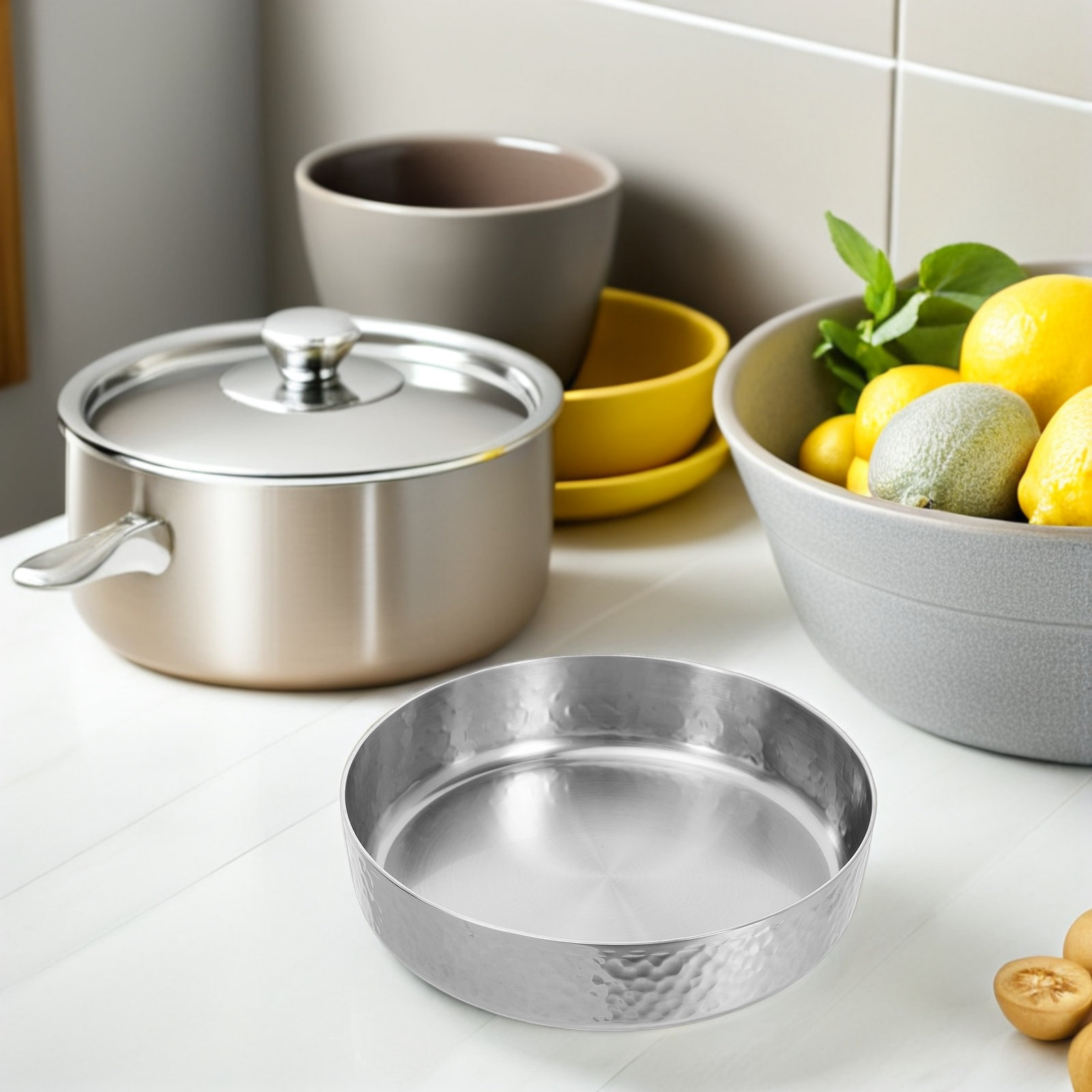 Meal Prep Bowl - Stainless Steel Soup Bowl Hammered Textured