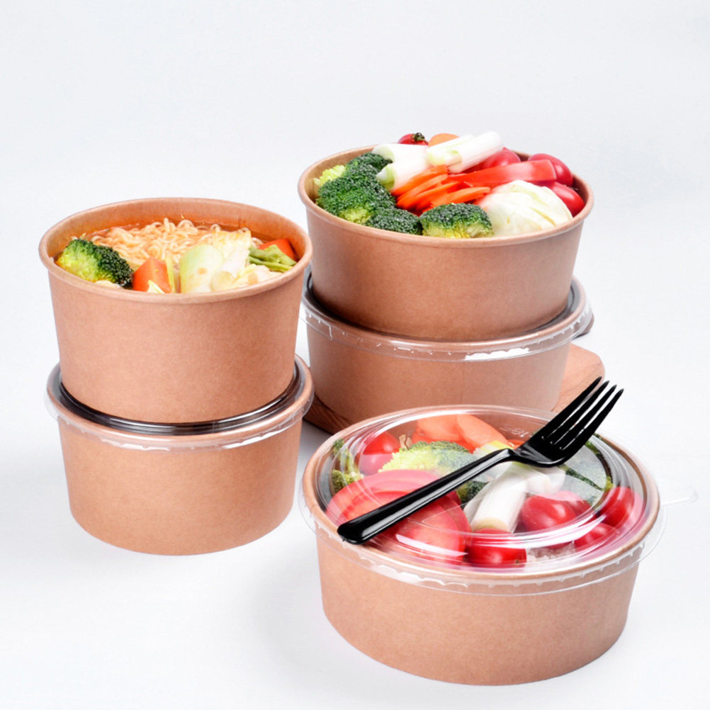 Meal Prep Bowl - 20Pcs Kraft Paper Bowls Leakproof Disposable