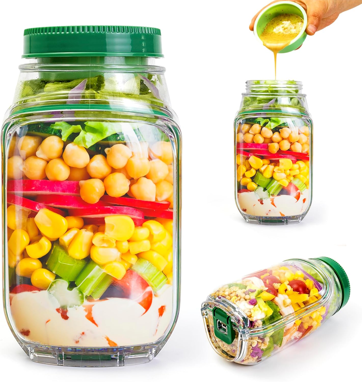 2-Pack 34oz Salad Jar Containe - Meal Prep Jar Salad review and price