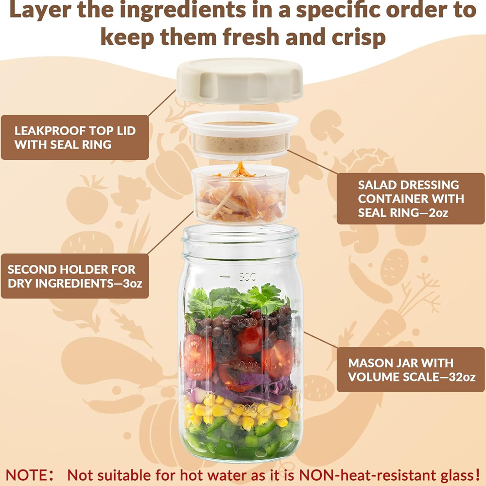 Glass Salad Jars with Lids for - Meal Prep Jar Salad review and price