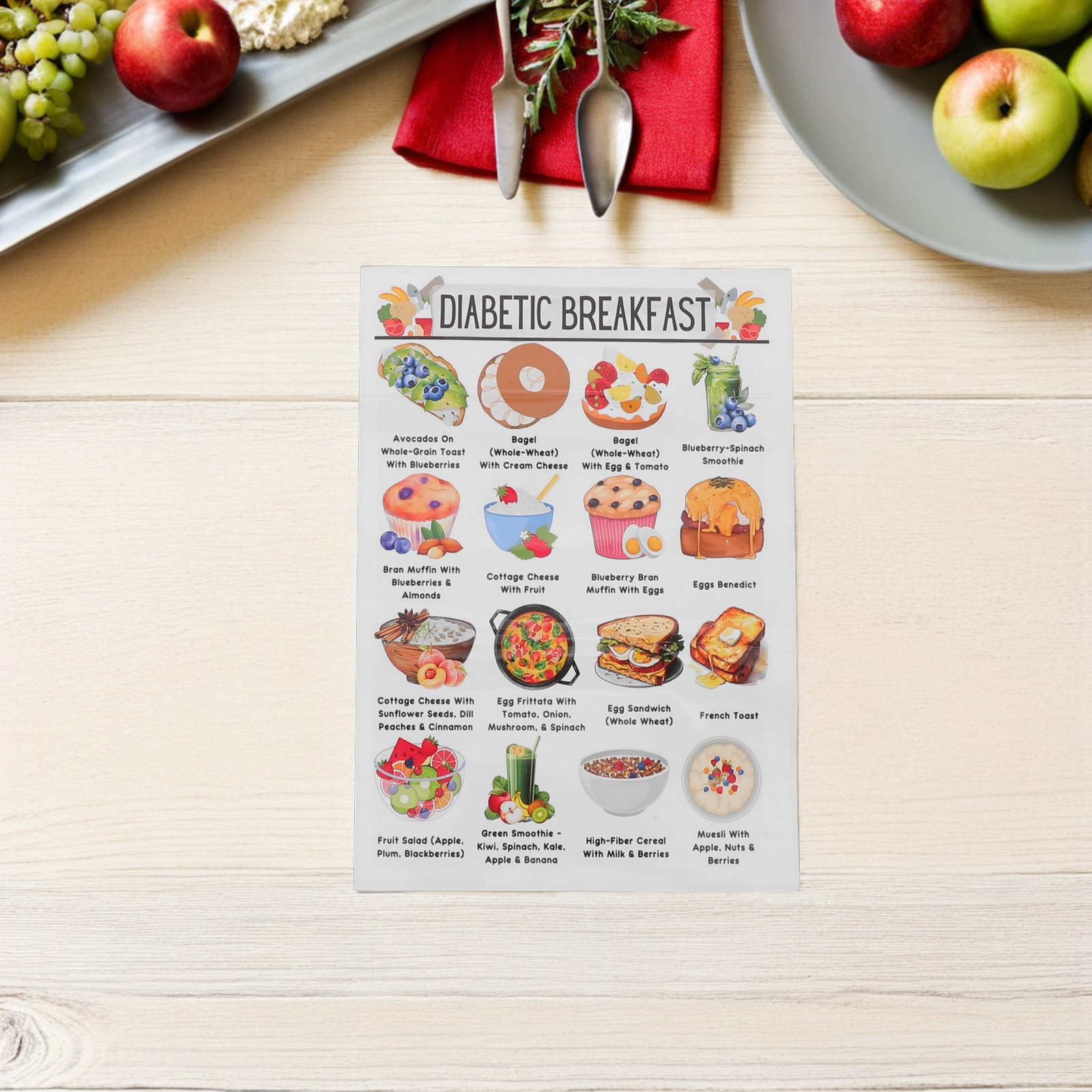 3Pcs Diabetic Grocery Chart Pr - Meal Prep Diet review and price