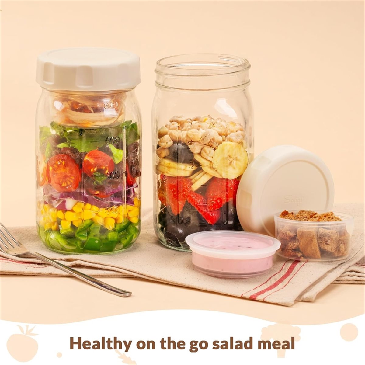 A67T NEW 4 Pack Glass Salad Ja - Meal Prep Jar Salad review and price