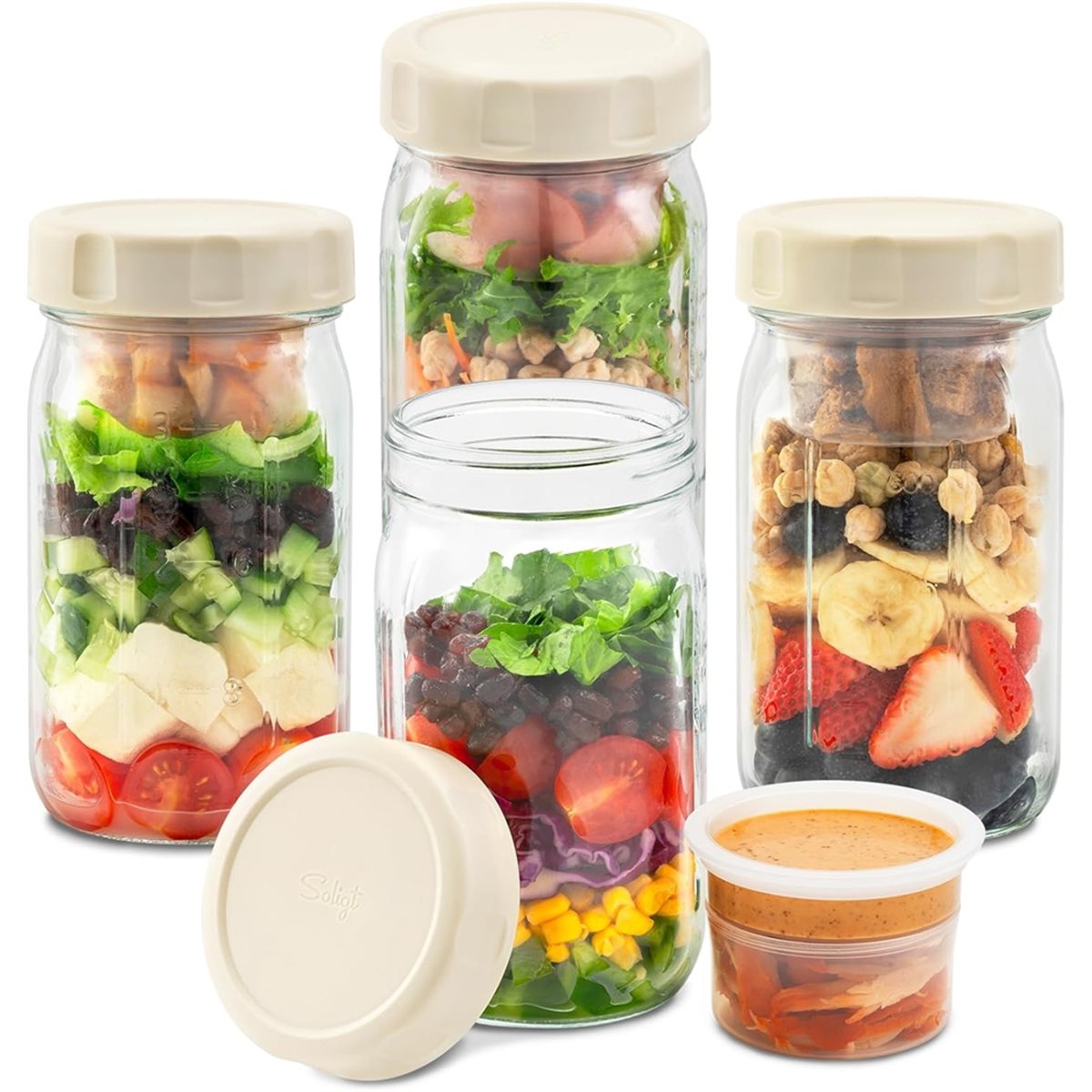 A67T NEW 4 Pack Glass Salad Ja - Meal Prep Jar Salad review and price