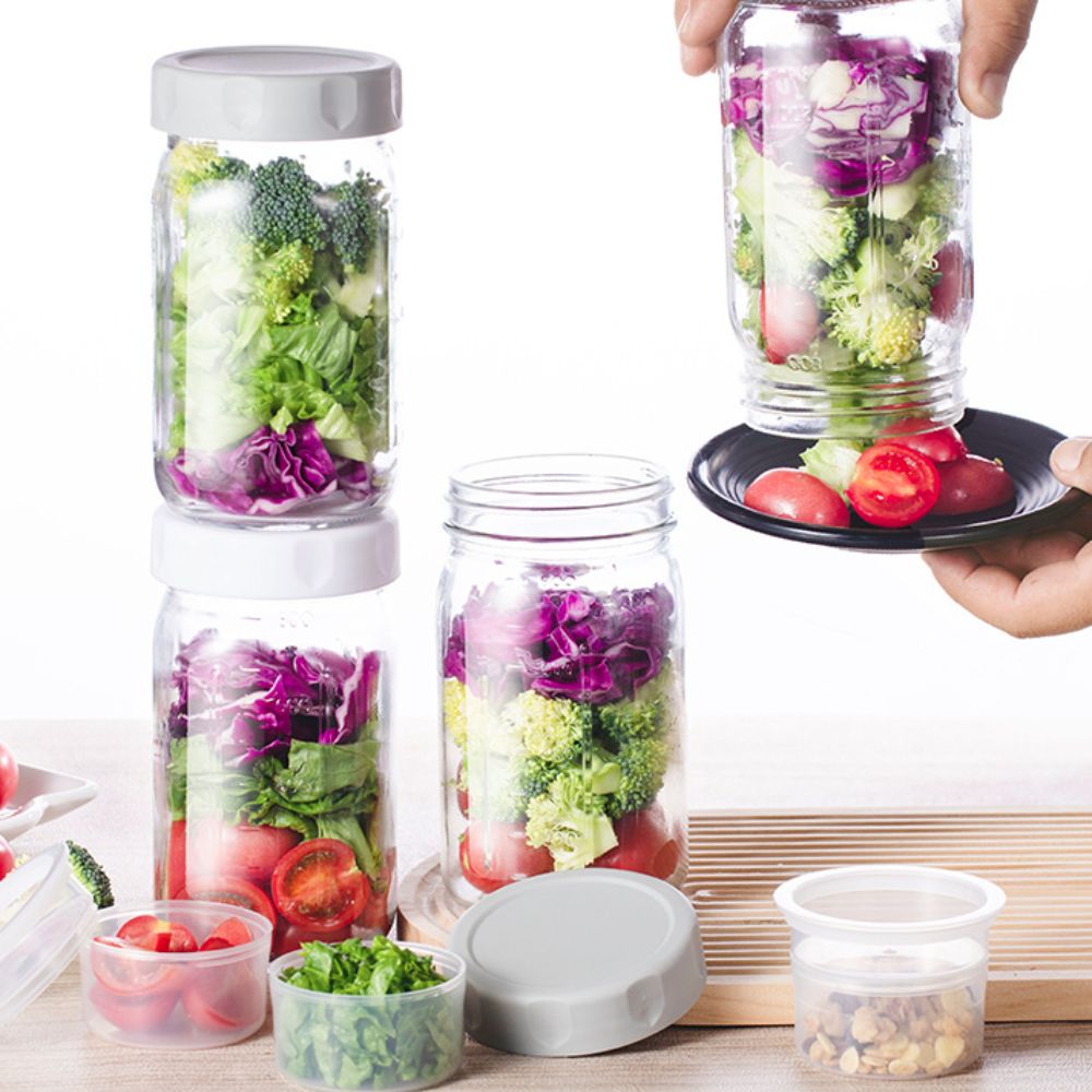 4 Pack 32 Oz Glass Salad Jars  - Meal Prep Jar Salad review and price